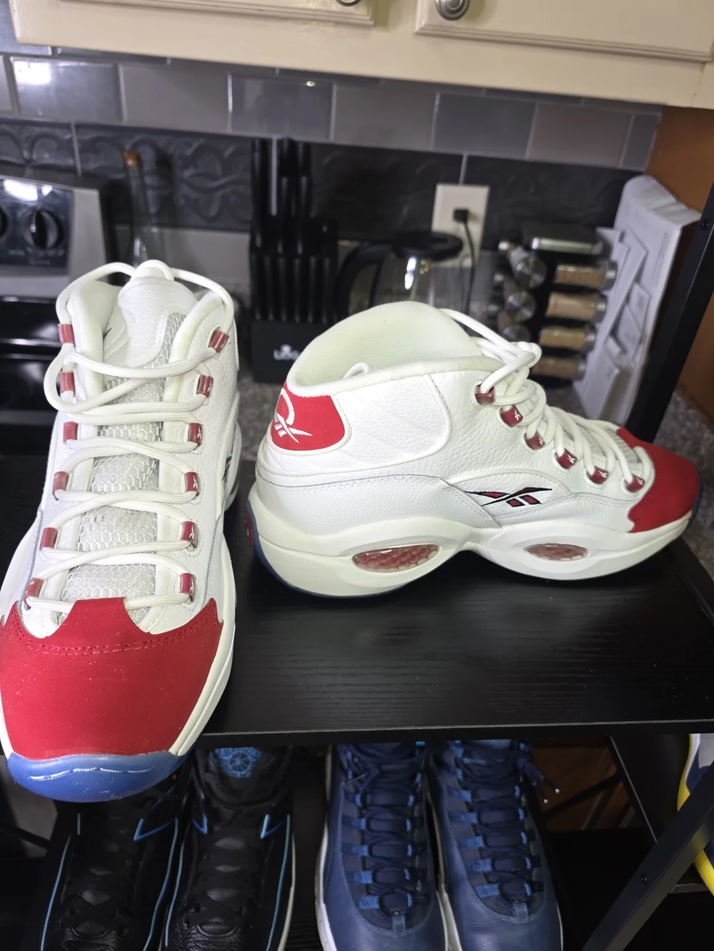 Reebok Question Mid Sneakers - White & Red Accents